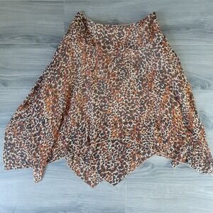 Isabella Bird Brown Abstract Dot Handkerchief Hem Skirt Size 10 Chiffon Boho